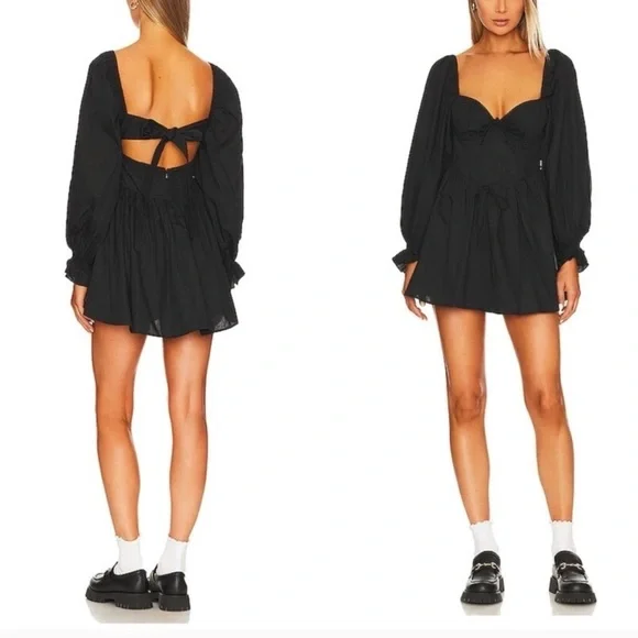 For Love & Lemons Ruth Mini Dress in Black